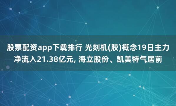 股票配资app下载排行 光刻机(胶)概念19日主力净流入21.38亿元, 海立股份、凯美特气居前